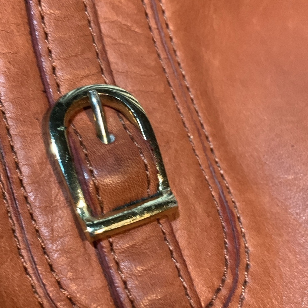 Vintage 70s Brown Genuine Leather Clutch Purse Envelope Style Hand Bag - Picture 3 of 9